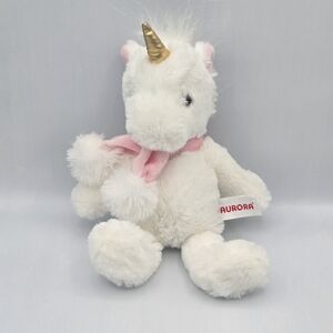 Aurora Holiday Lopsie Lulus Gwendolen Unicorn White Pink Plush Scarf 13"